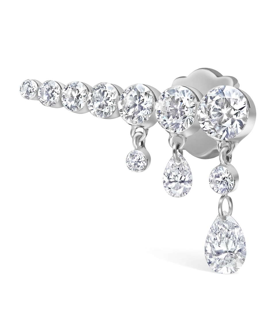 Invisible Set Diamond Crescendo Bar Threaded Stud Earring Right (18mm)