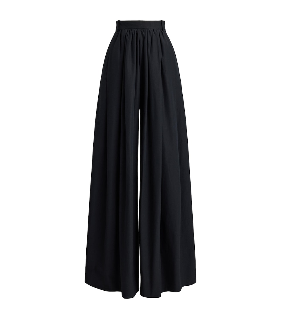 Ralph Lauren Womens Cotton-Blend Poplin Vanessa Wide-Leg Trousers Black