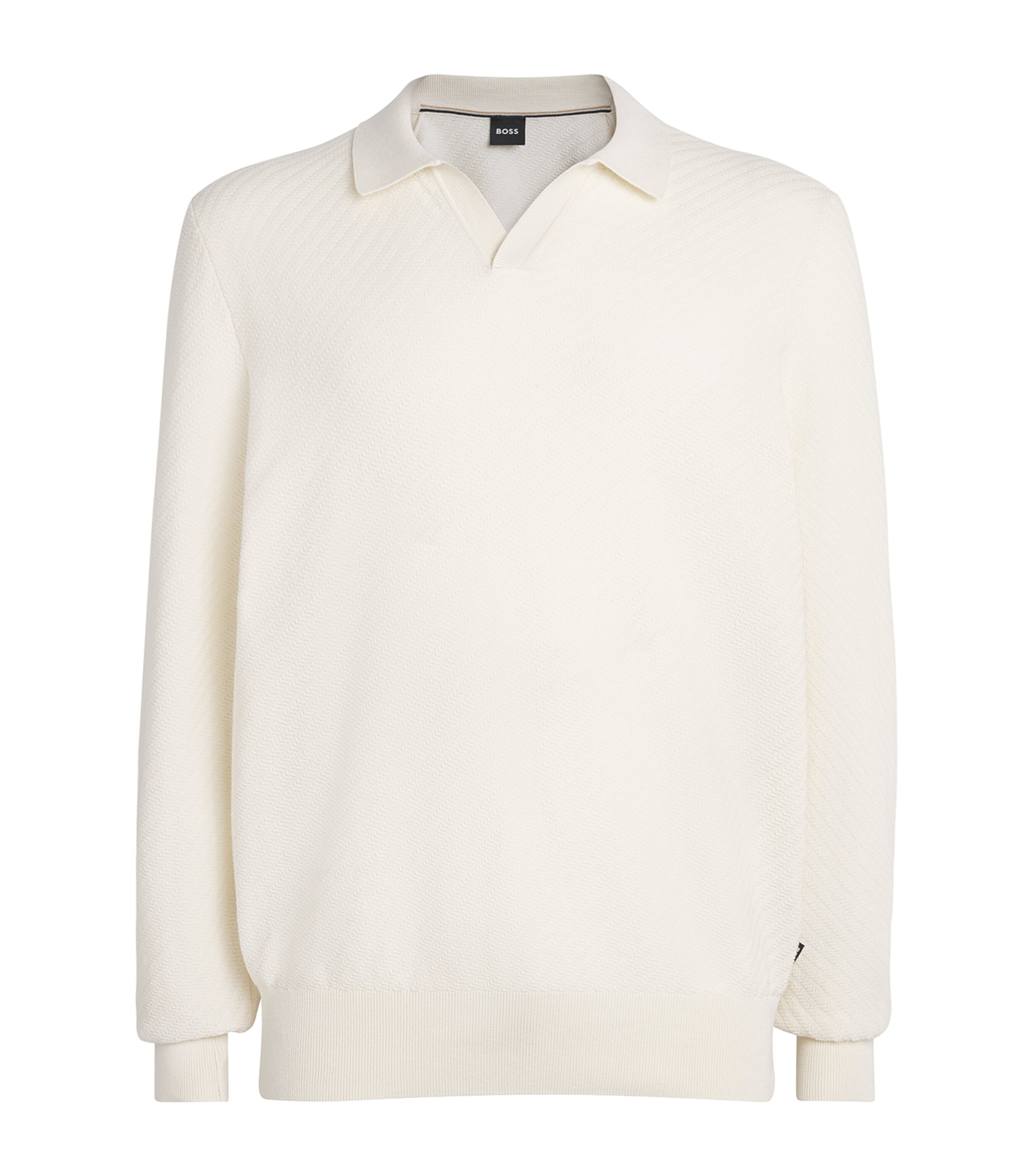 BOSS Mens Cotton Lomarino Sweater Open White