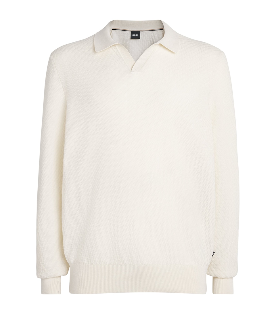 BOSS Mens Cotton Lomarino Sweater Open White