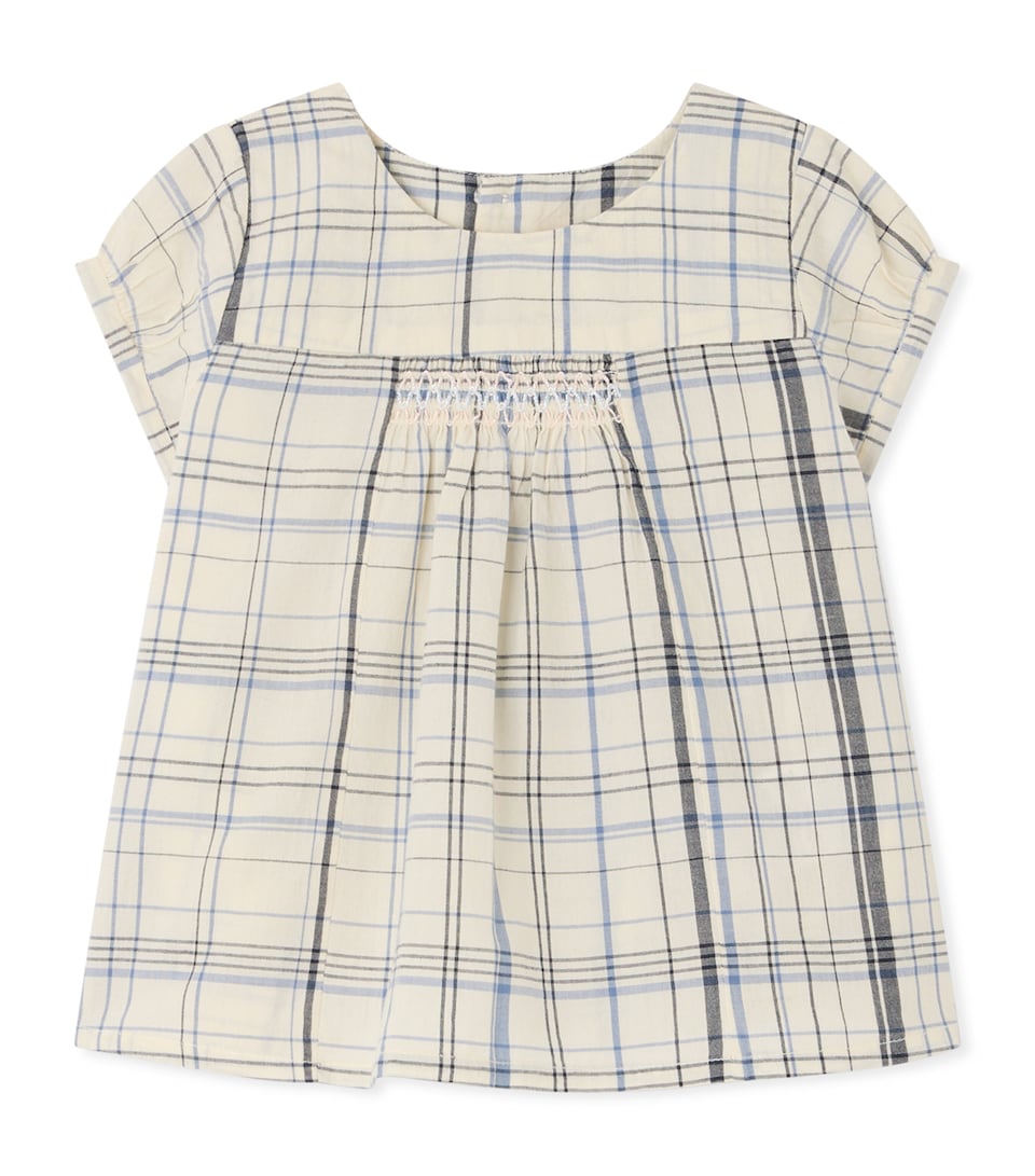 Bonpoint Cotton Check Blouse (6-18 Months) Ca Bleu