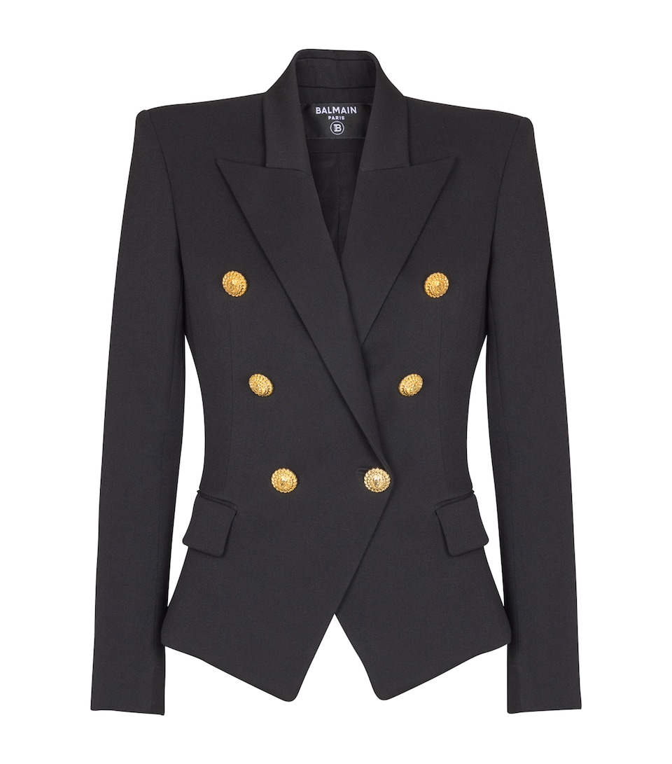 Balmain Womens Wool Double-Breasted Blazer Noir
