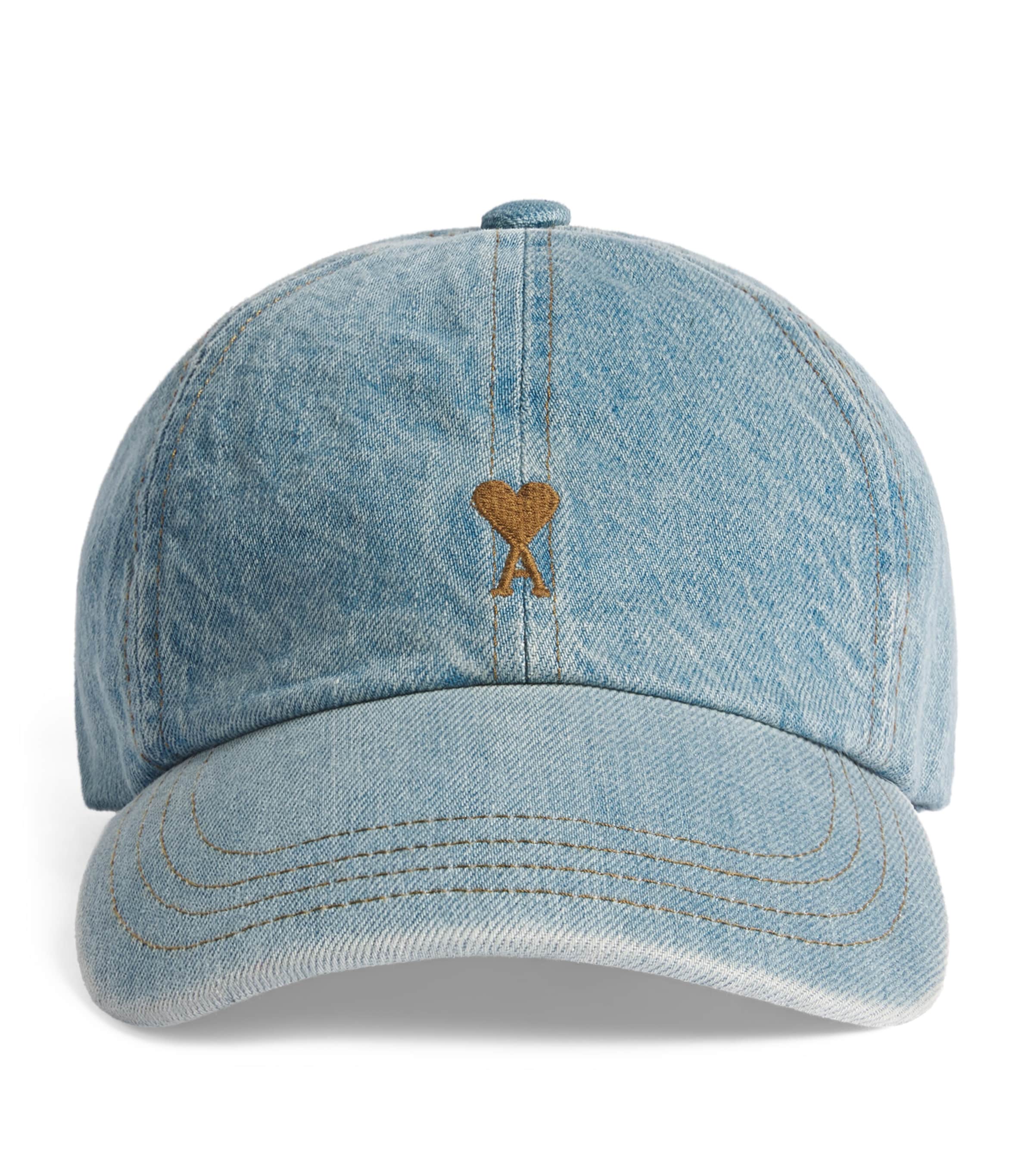 AMI Paris Denim Embroidered Logo Baseball Cap Bleu Used
