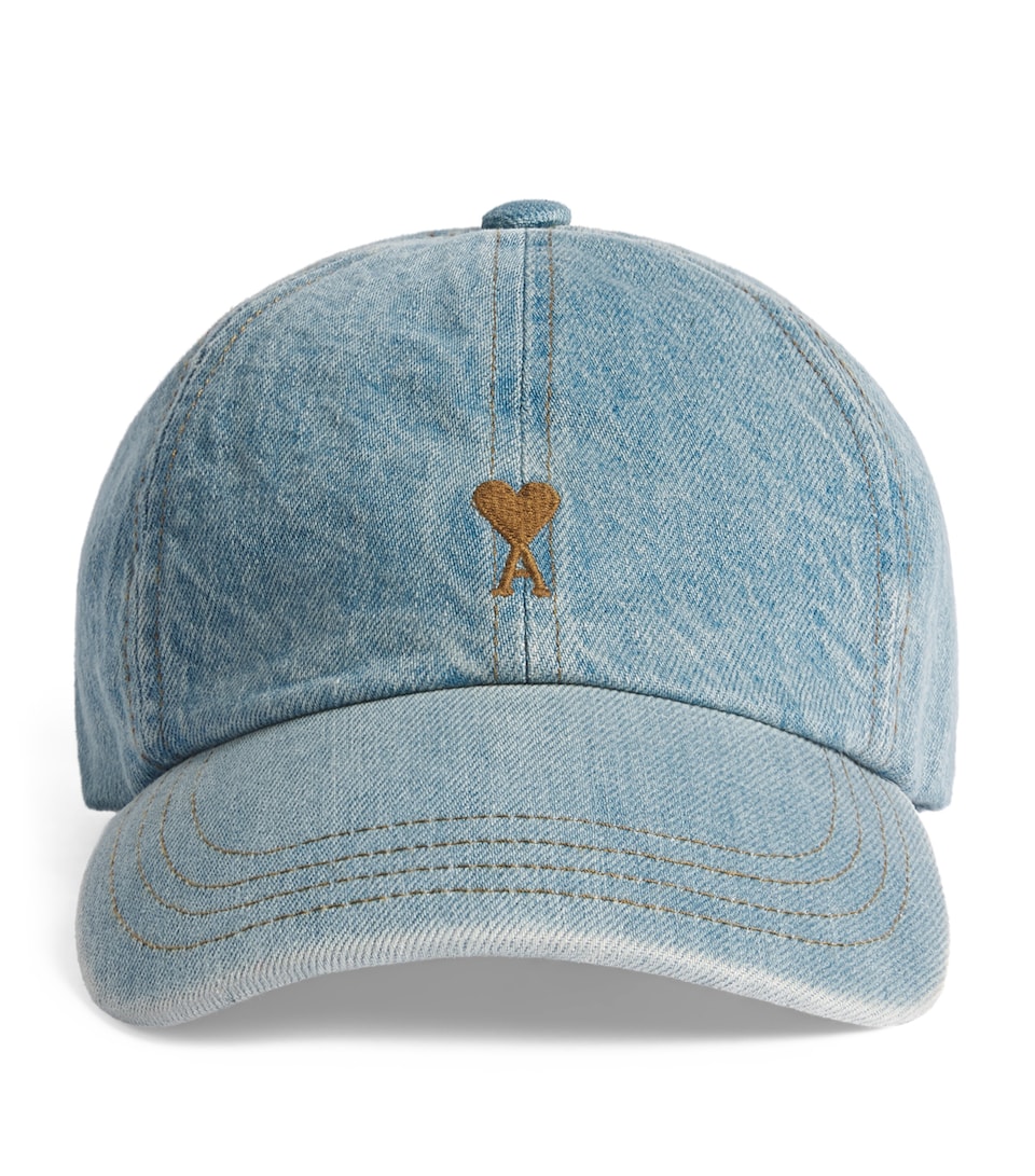 AMI Paris Denim Embroidered Logo Baseball Cap Bleu Used