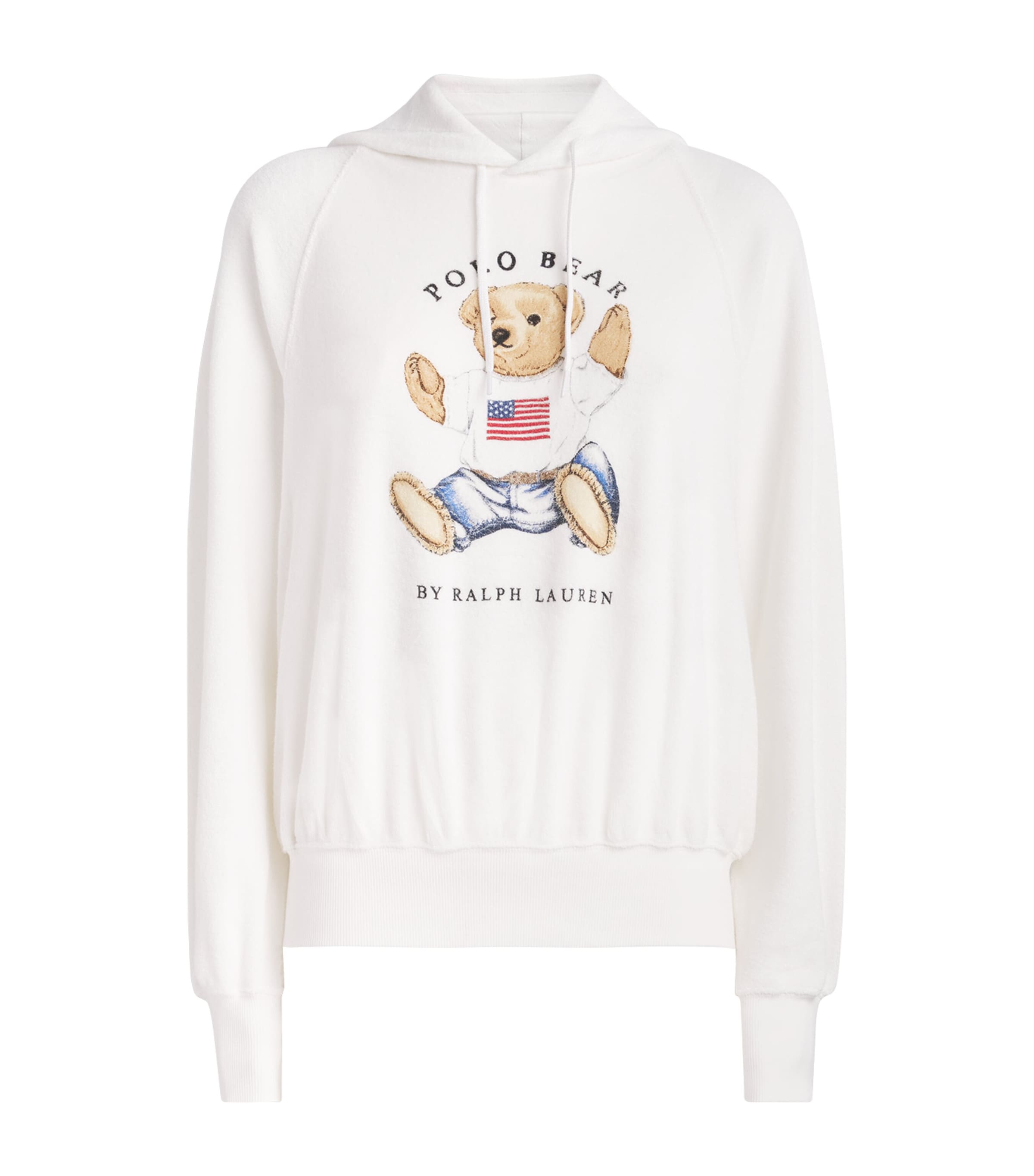 Polo Ralph Lauren Womens Micro-Towelling Sitting Polo Bear Hoodie White