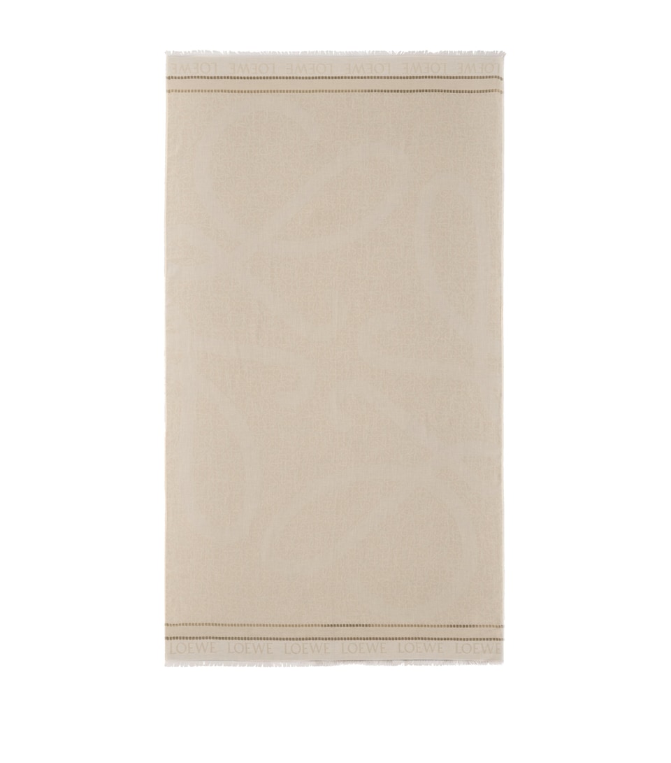 LOEWE Womens x Paula's Ibiza Cotton Anagram Jacquard Pareo Light Beige