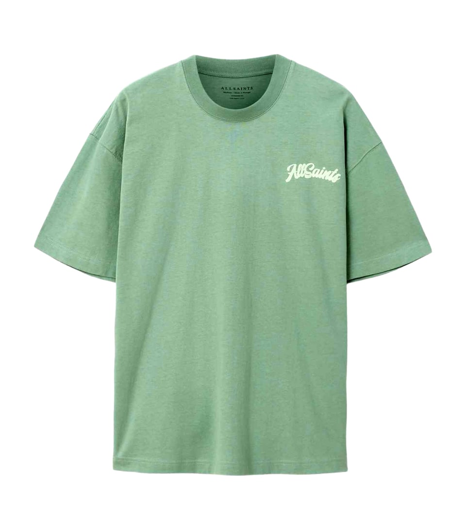 AllSaints Mens Organic Cotton Odyssey T-Shirt Spring Green