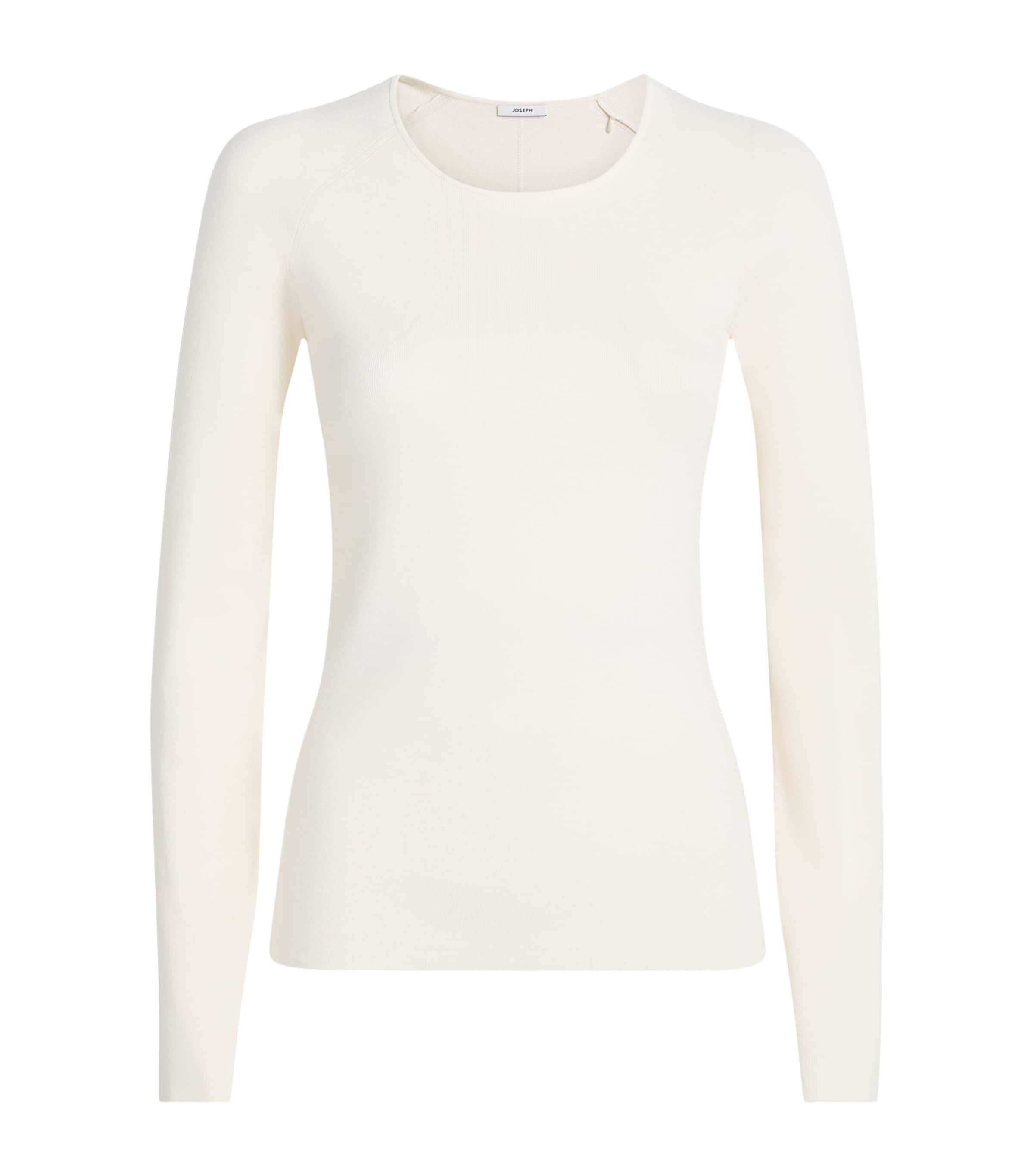 Joseph Womens Knitted Silk-Blend Nali Top Ivory
