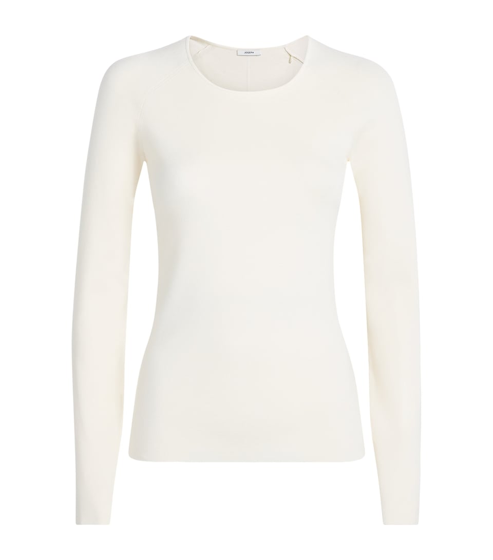 Joseph Womens Knitted Silk-Blend Nali Top Ivory