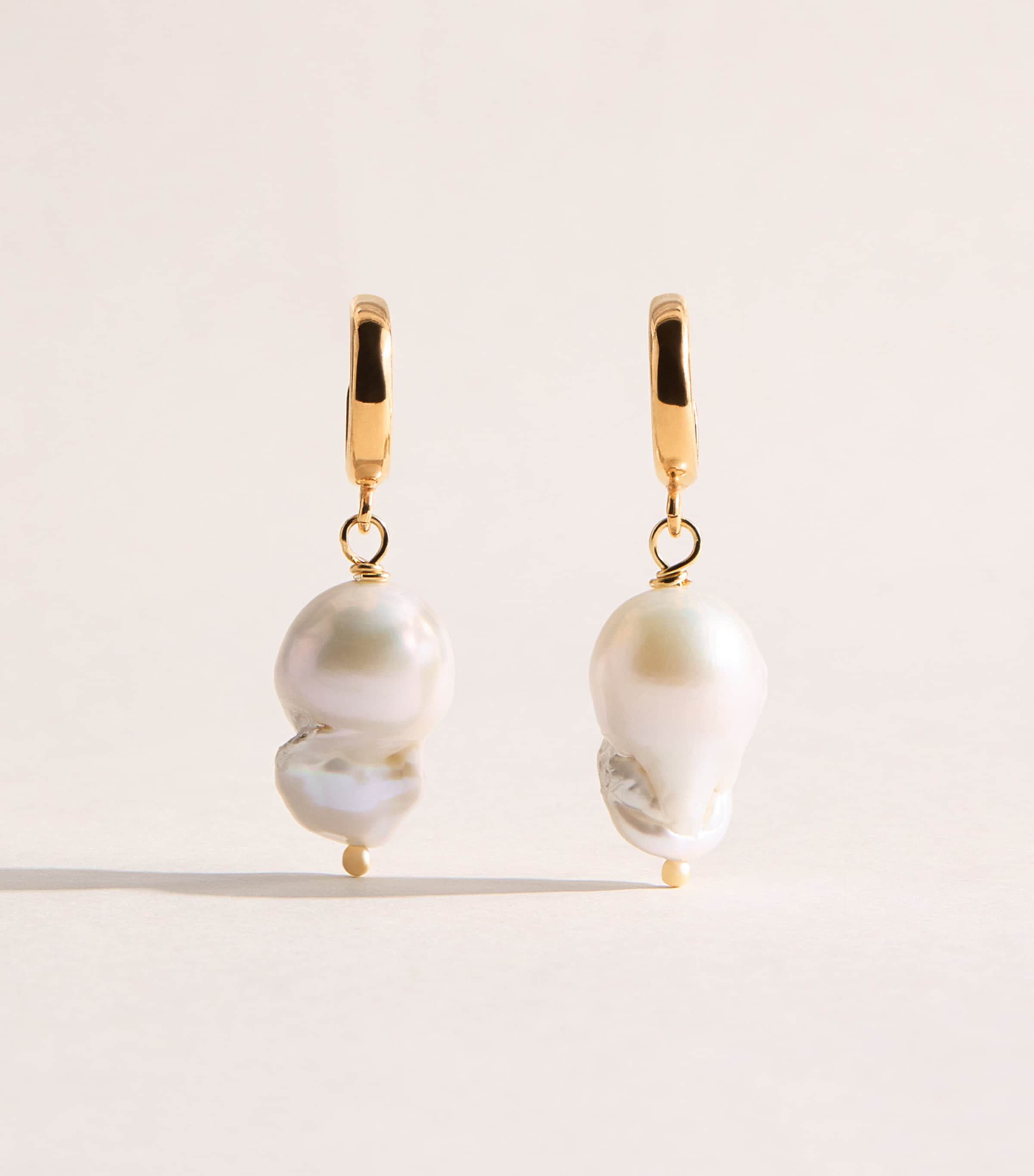 Hermina Athens Gold-Plated Freshwater Pearl Hoop Earrings Gold