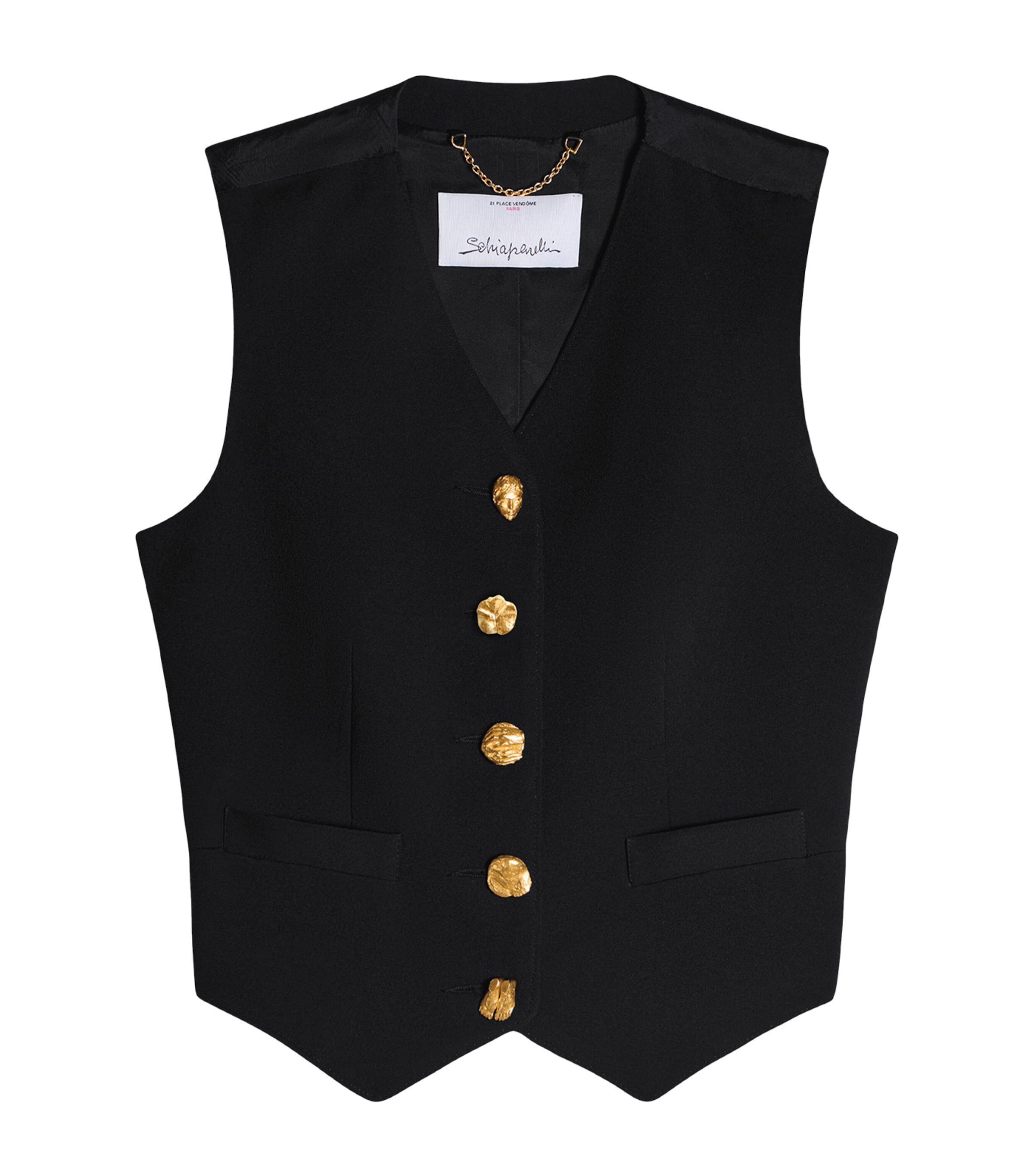 Schiaparelli Womens Wool-Blend Bijoux Waistcoat Black