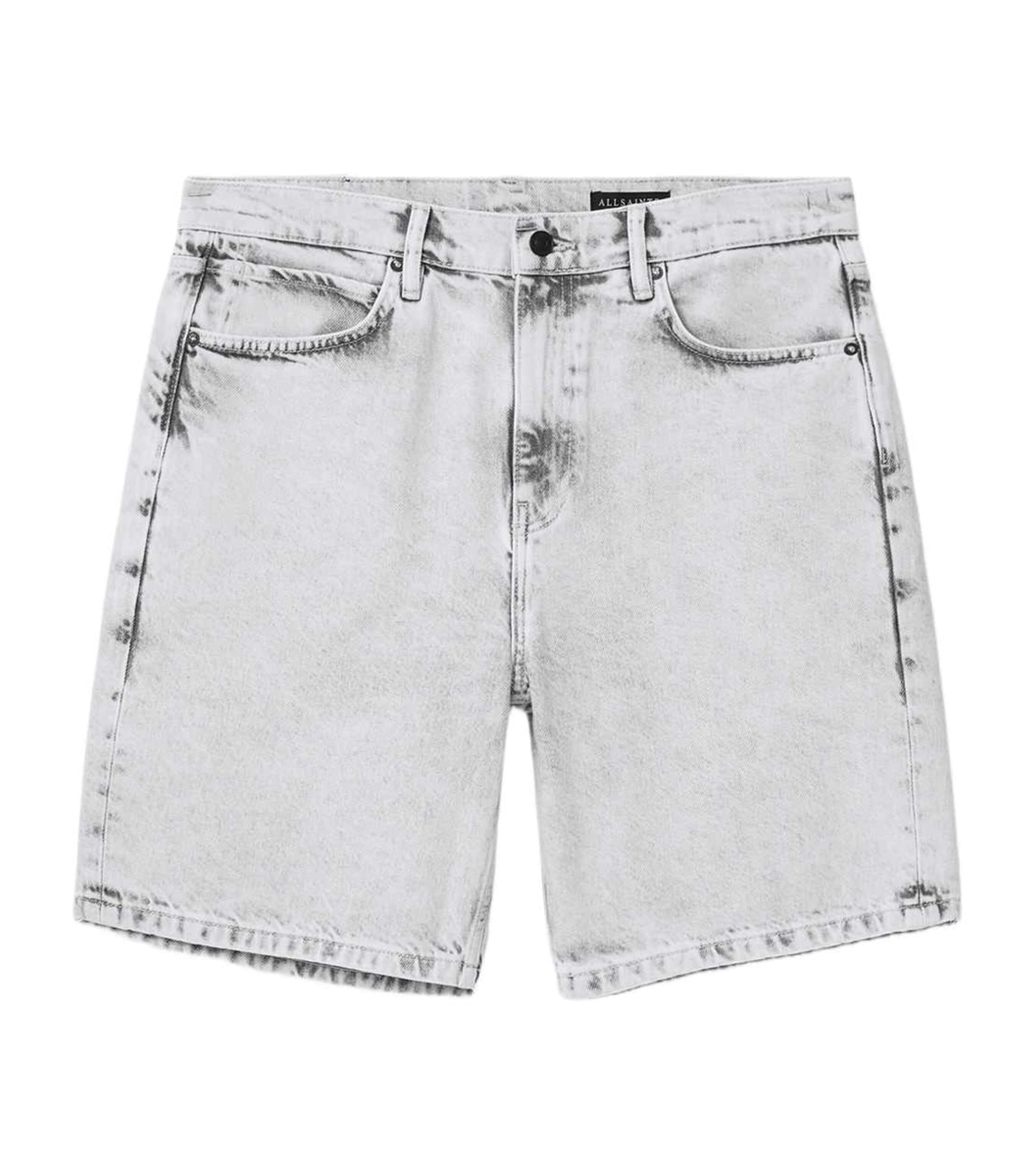 AllSaints Mens Lenny Straight Denim Shorts Bleached Grey
