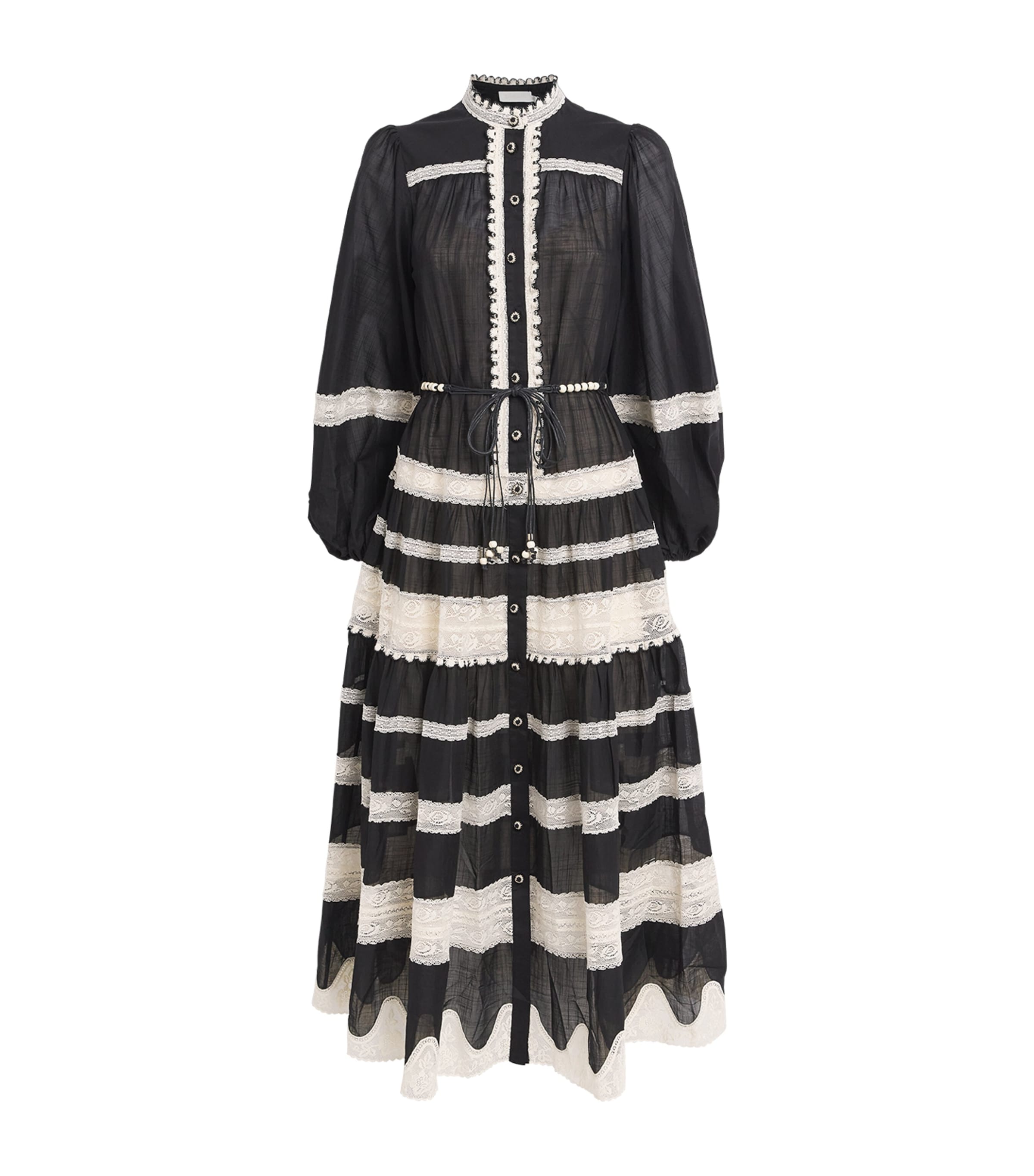 Cotton Lace-Insert Rhiannon Midi Dress