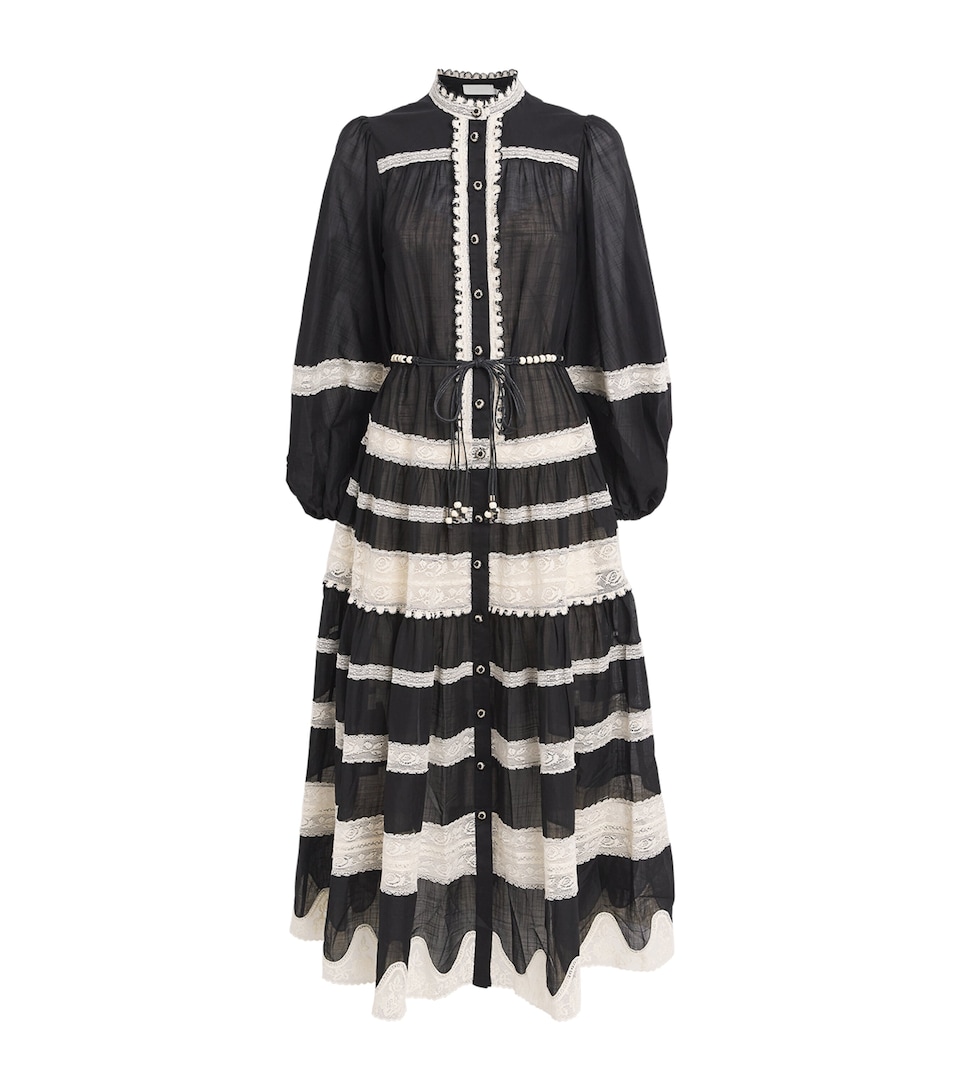 Cotton Lace-Insert Rhiannon Midi Dress