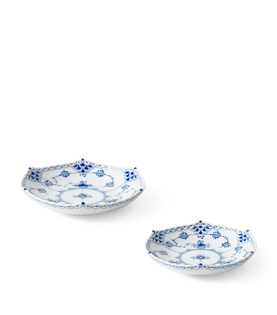 Royal Copenhagen Blue Fluted Full Lace Shallow Bowls (Set of 2) Blue