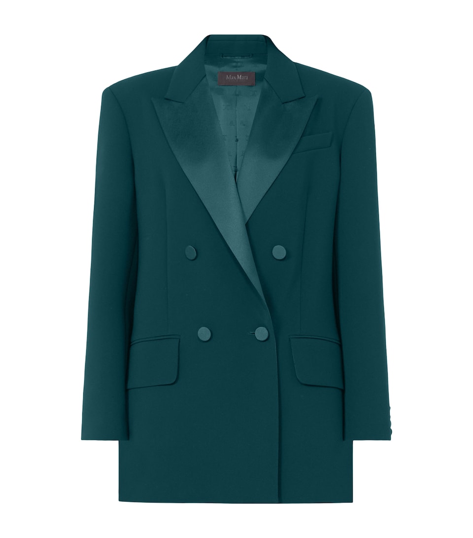 Max Mara Womens Satin-Lapel Blazer Dark Green