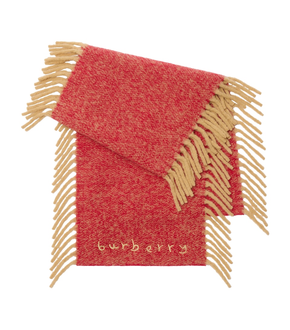 Burberry Alpaca Wool-Blend Happy Scarf Sandpost Red