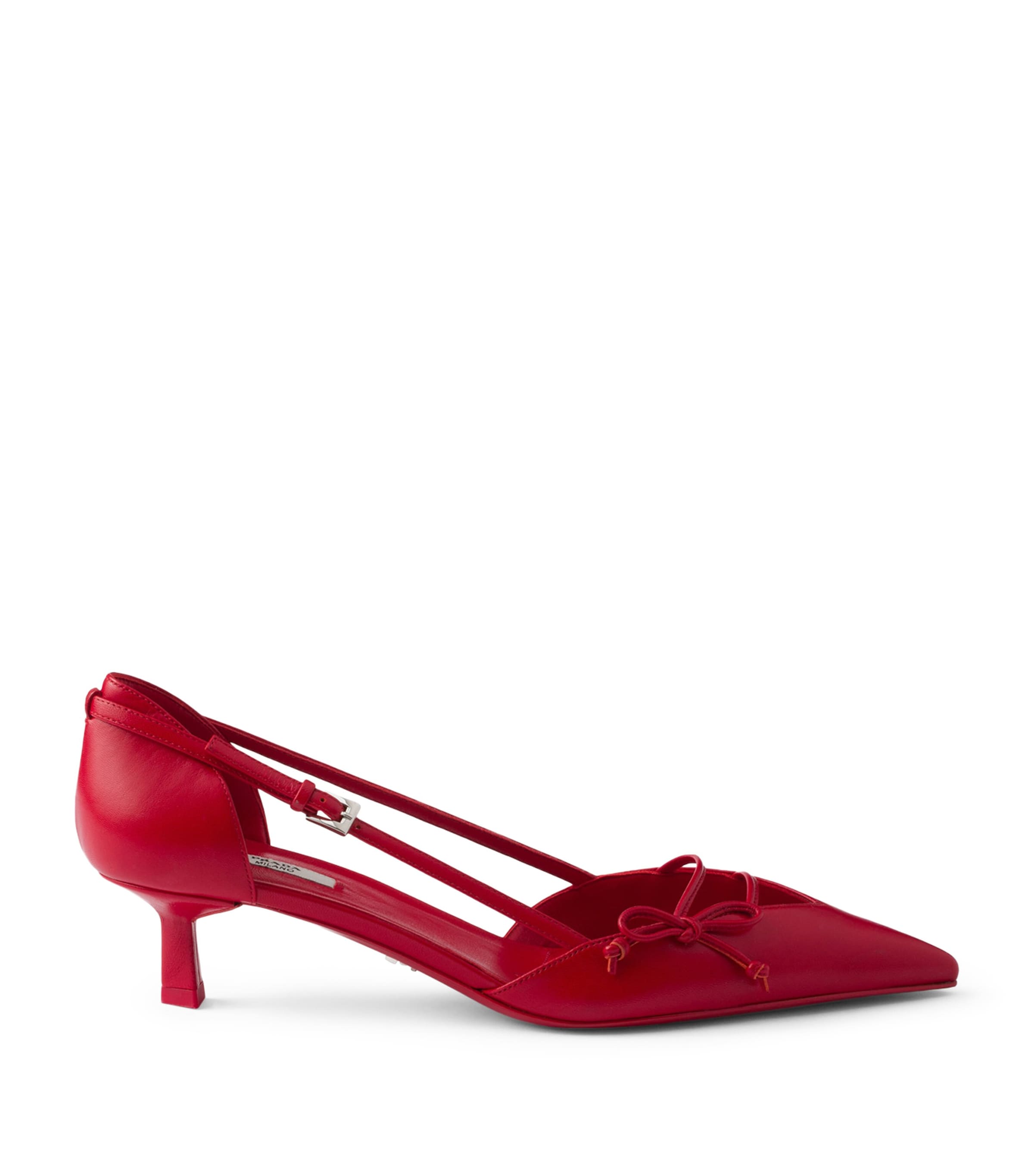 Prada Leather Open-Side Pumps 45 Red