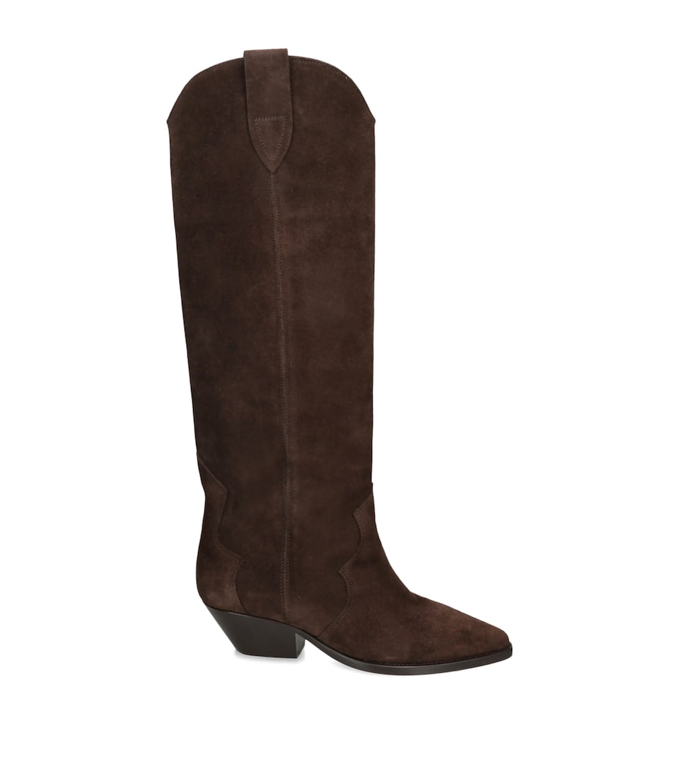 Isabel Marant Suede Denvee Knee-High Boots 40 Dark Brown