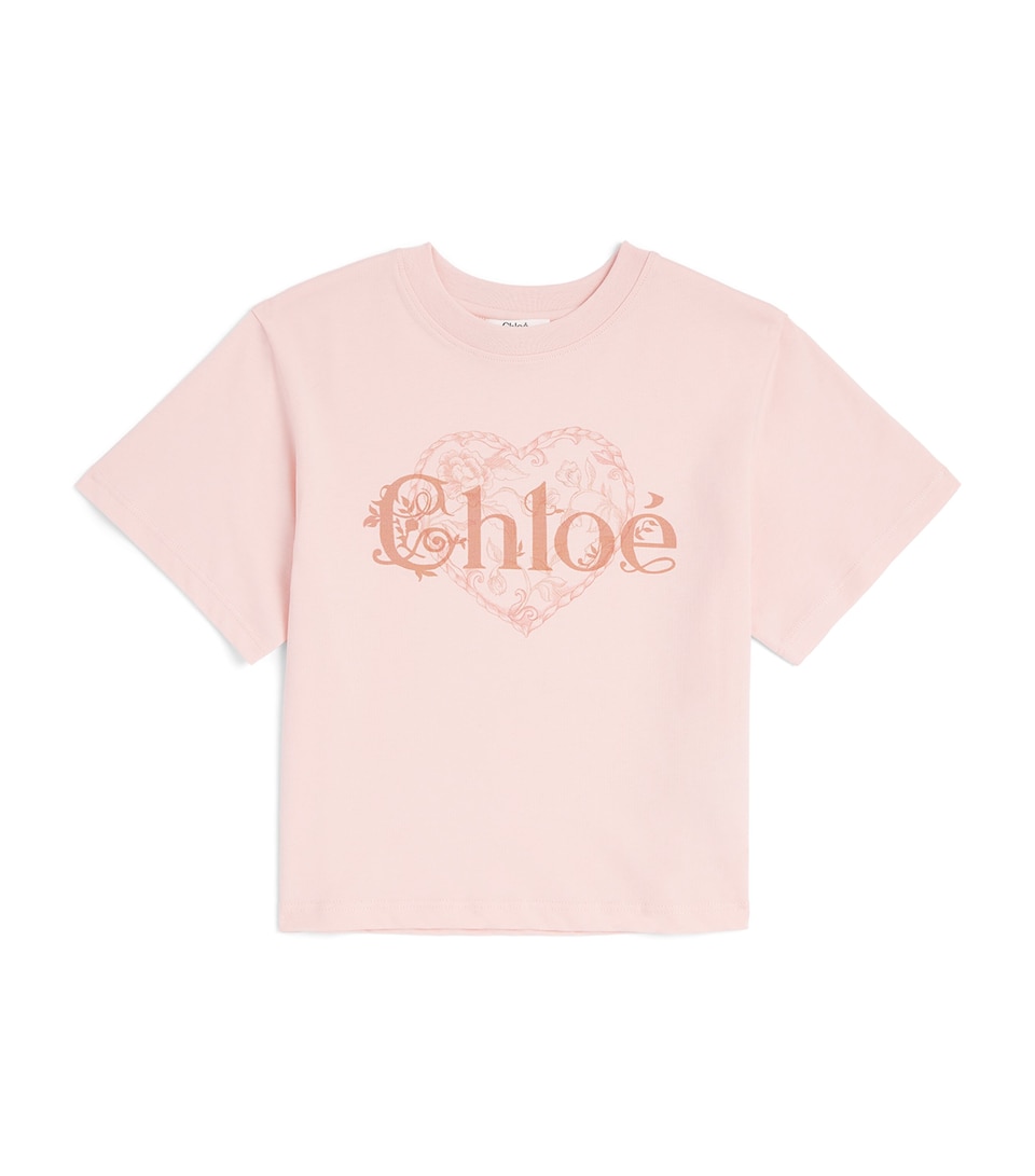 Chloé Kids Cotton Print Logo T-Shirt (4-14 Years) Pink