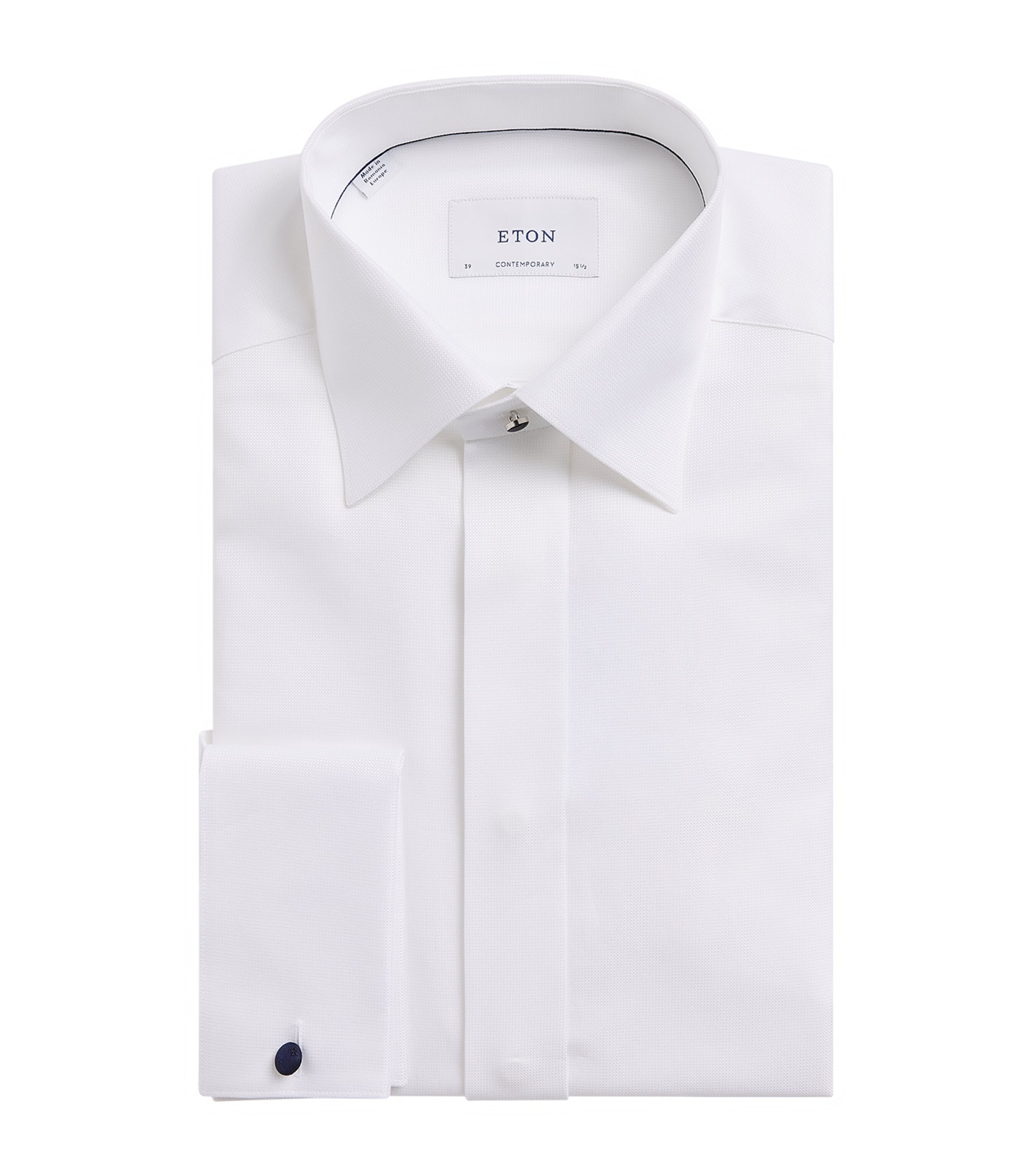 Eton Mens Cotton Hidden Placket Contemporary-Fit Shirt White
