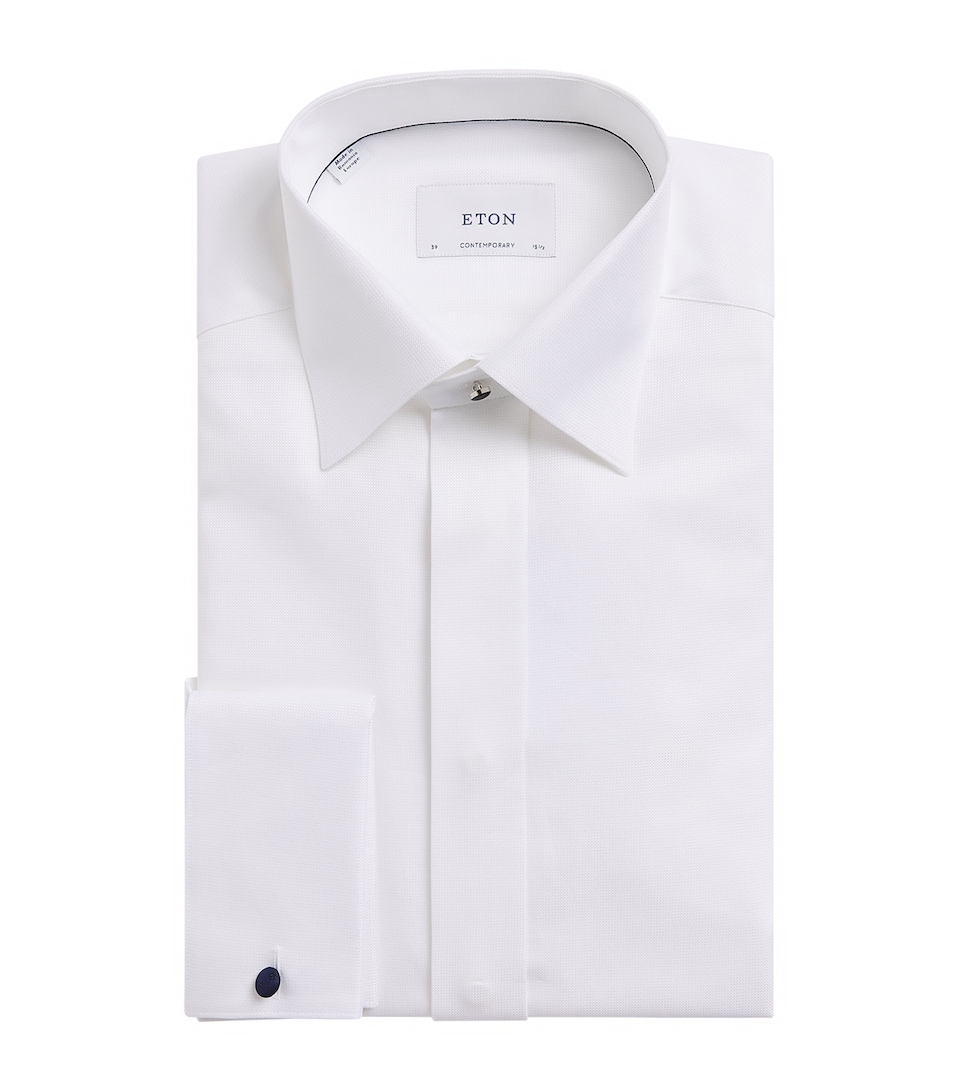 Eton Mens Cotton Hidden Placket Contemporary-Fit Shirt White