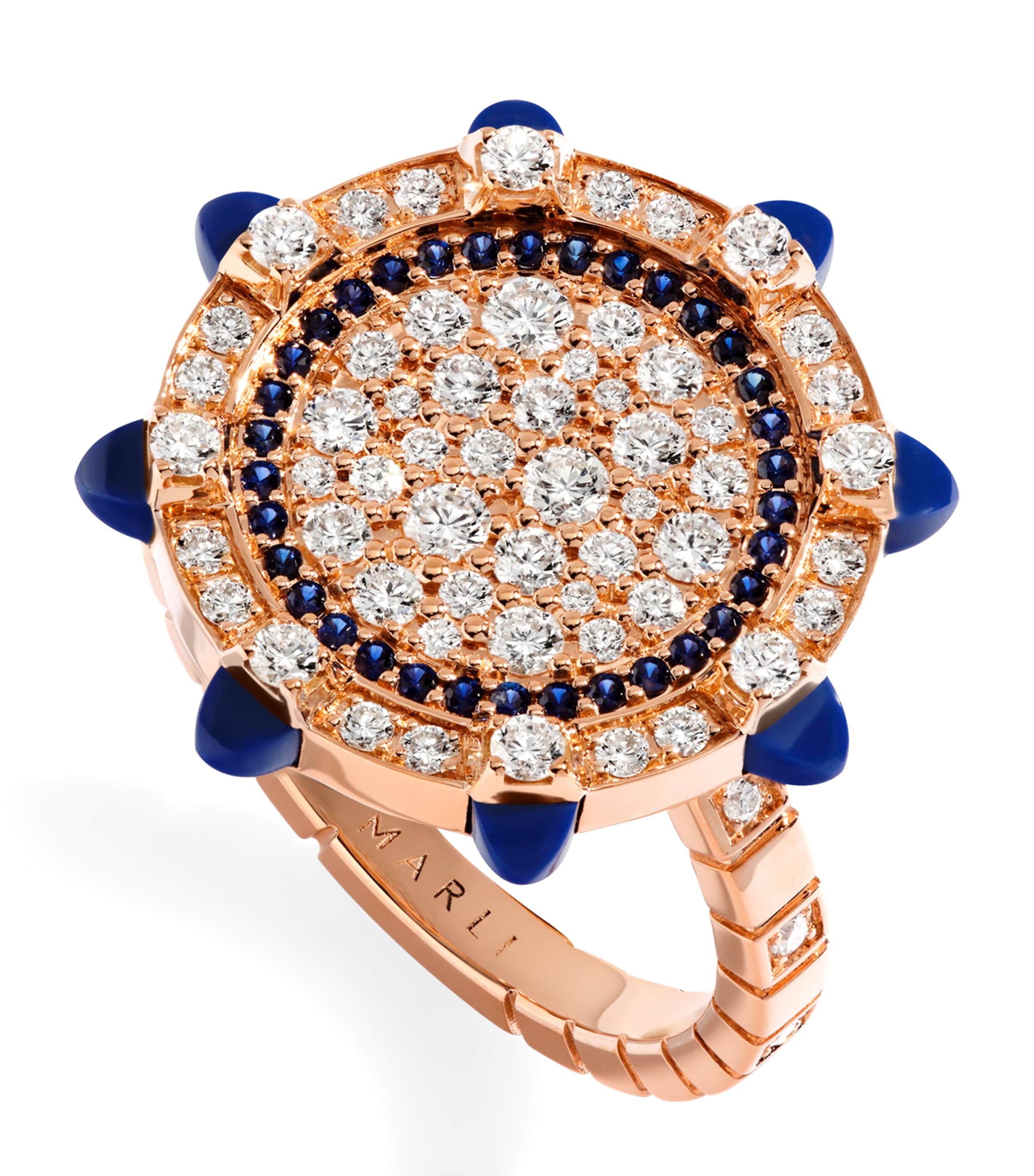 Rose Gold, Diamond and Lapis Lazuli Tip-Top Statement Ring