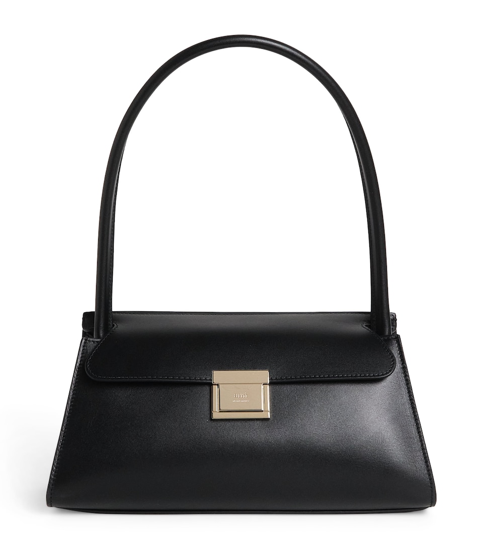 AMI Paris Small Leather Mimi Shoulder Bag Noir