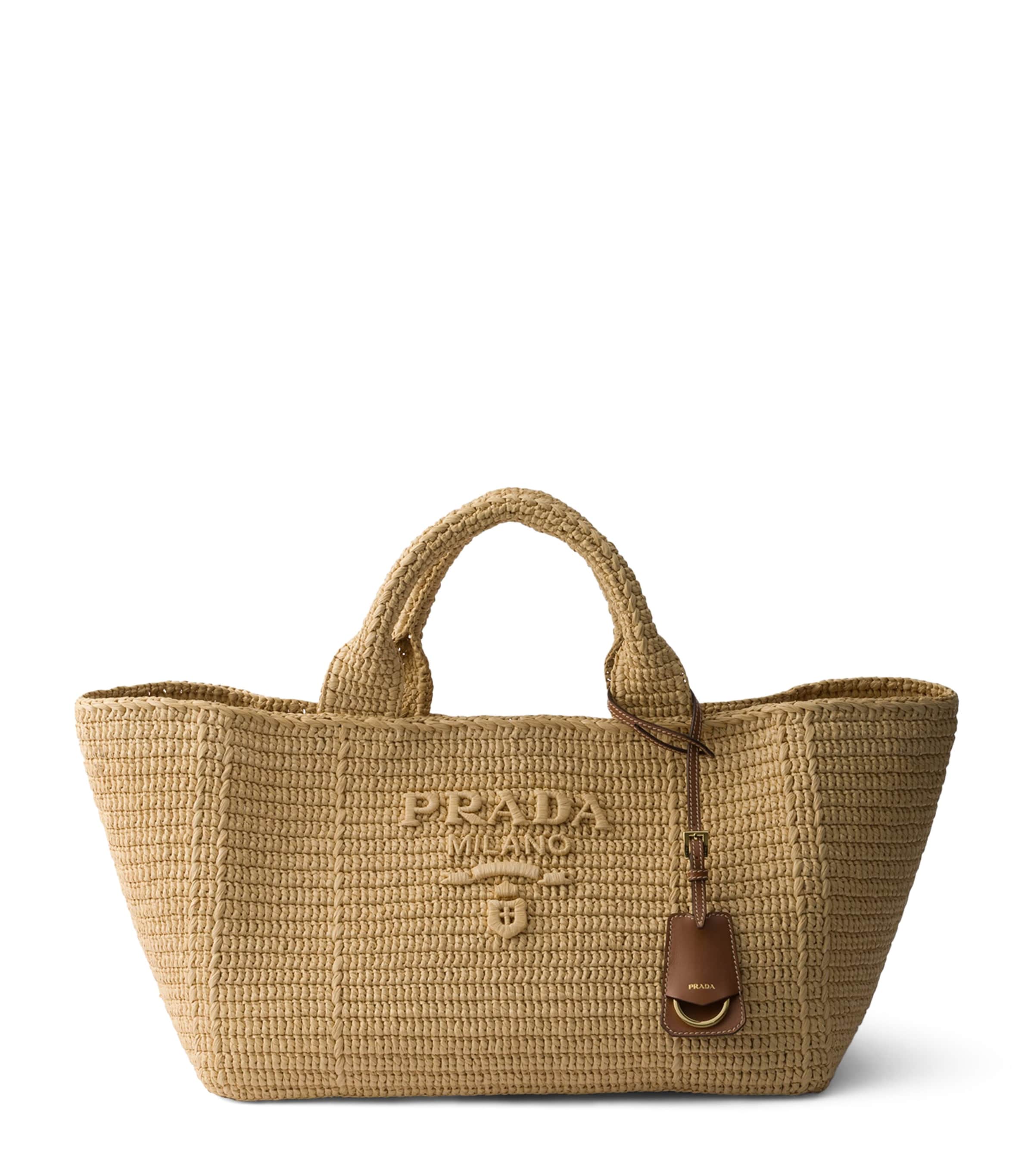 Prada Large Crochet Tote Bag Neutral