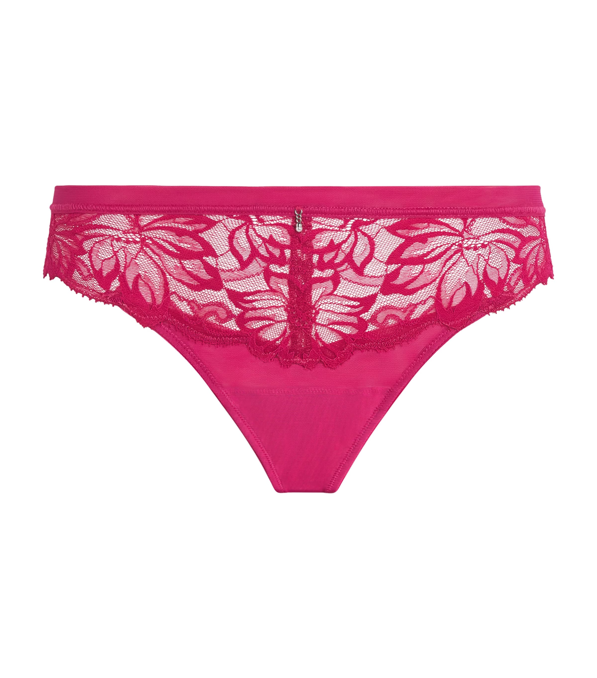 Wacoal Womens Lace-Trim Abéllia Tanga Vivacious Pink (vik)