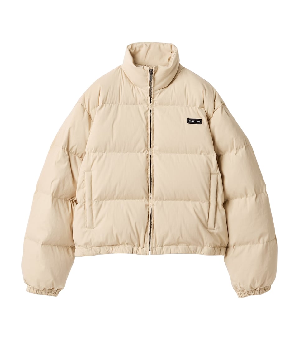 Miu Miu Womens Poplin Down Jacket Neutral