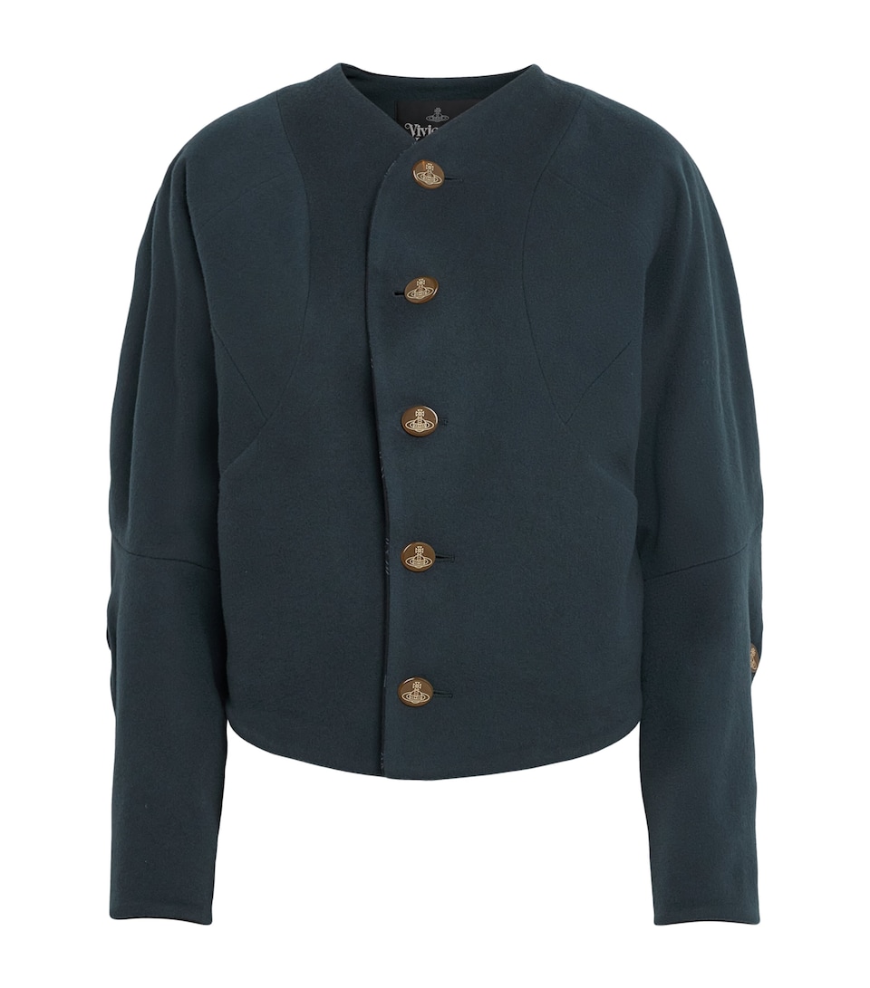 Vivienne Westwood Womens Wool-Cashmere Rounded Jacket Mineral Teal