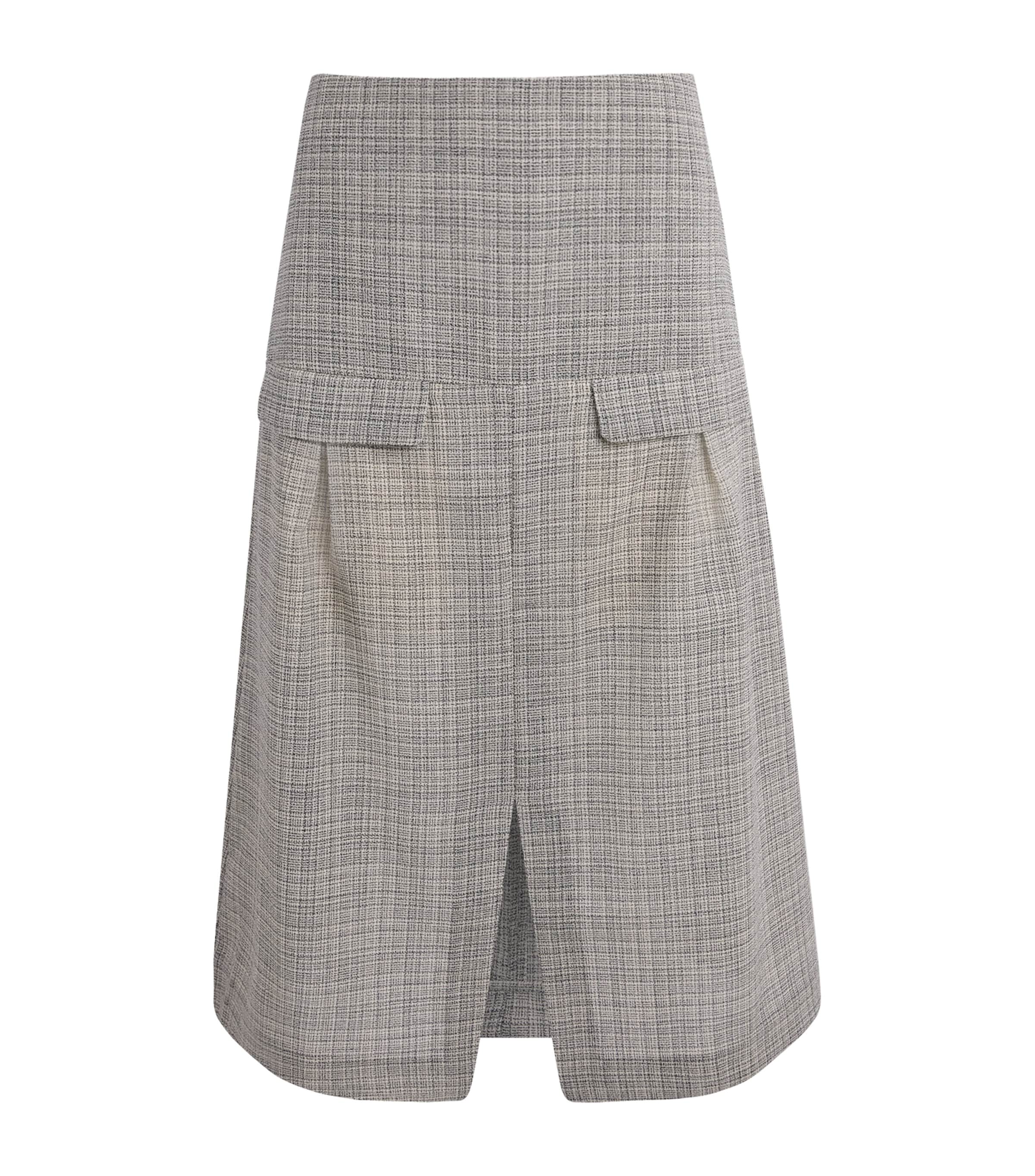 BITE Studios Womens Wool Pocket Midi Skirt Off White/navy