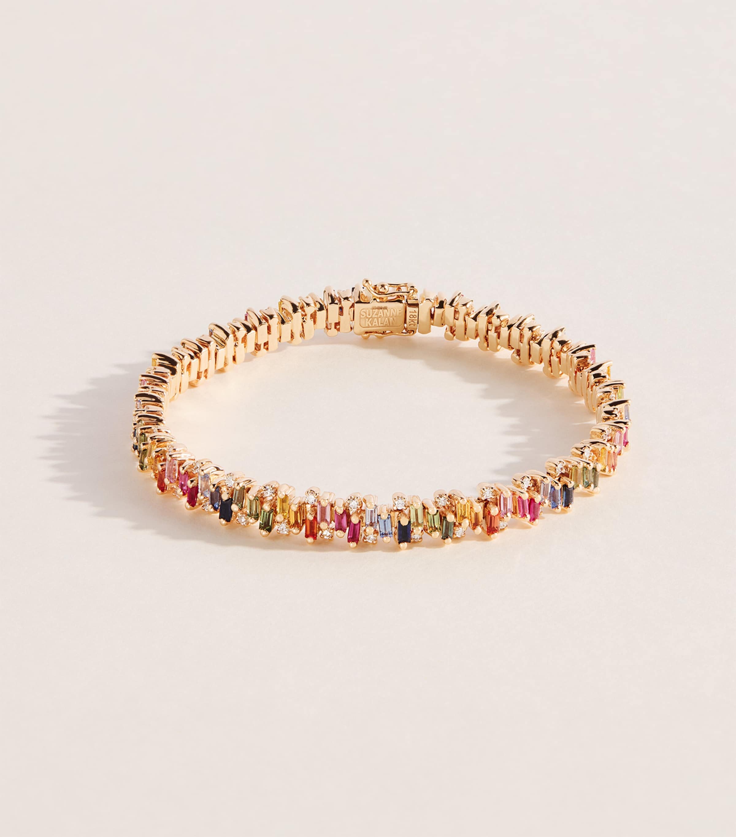 Suzanne Kalan Yellow Gold and Rainbow Sapphire Shimmer Tennis Bracelet Rg/rs