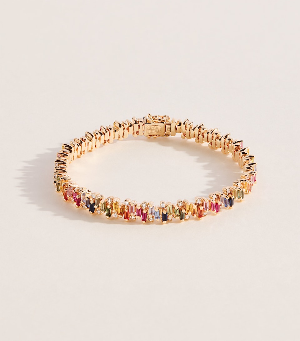Suzanne Kalan Yellow Gold and Rainbow Sapphire Shimmer Tennis Bracelet Rg/rs