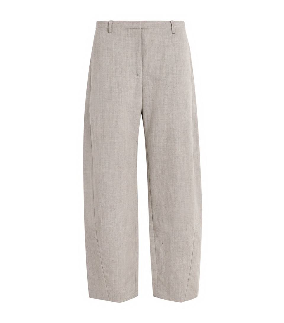 St. Agni Womens Wool-Blend Fine Band Balloon Trousers Pebble Melange