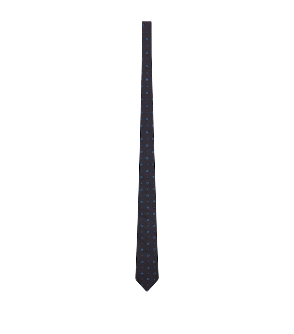 Saint Laurent Silk Striped Medallion Tie