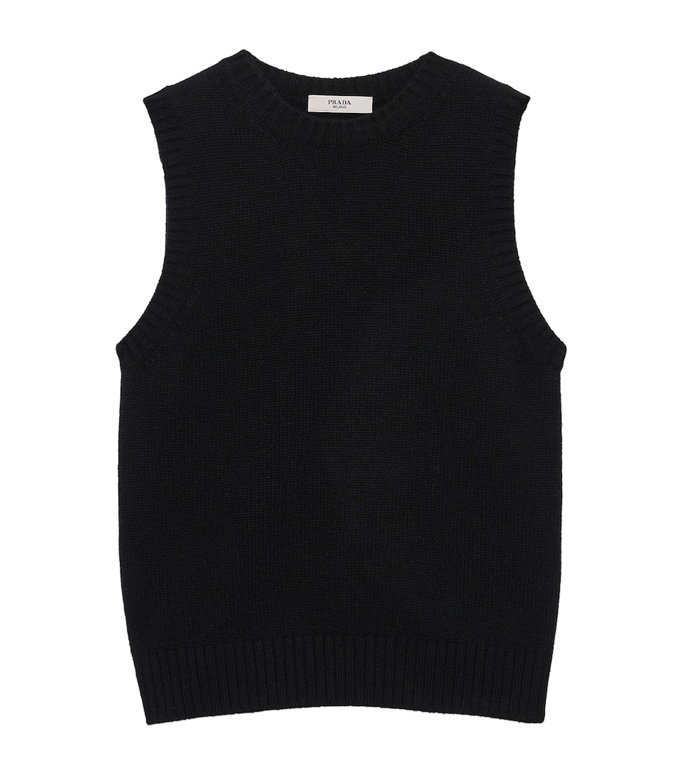 Prada Womens Cashmere Sweater Vest Black