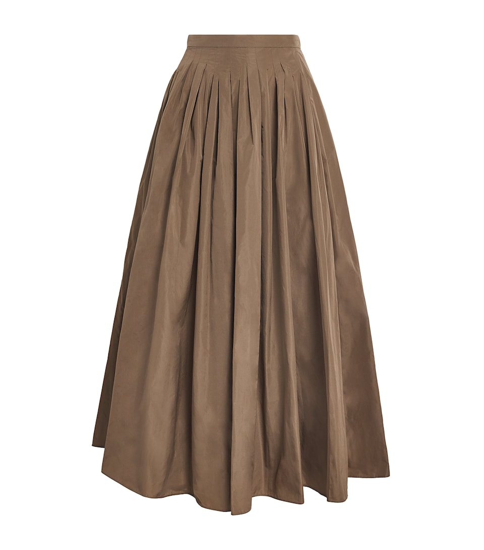 Taffeta Water-Repellent Pleated Maxi Skirt