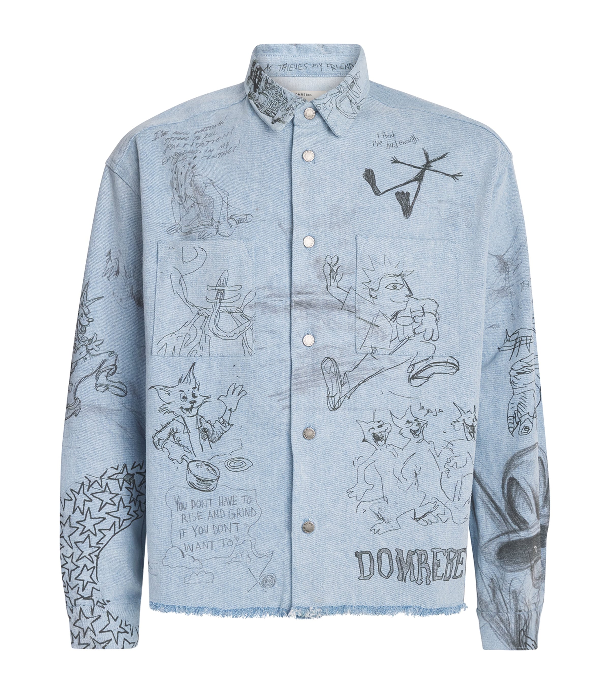 DOMREBEL Mens Sketchy Denim Overshirt Light Blue
