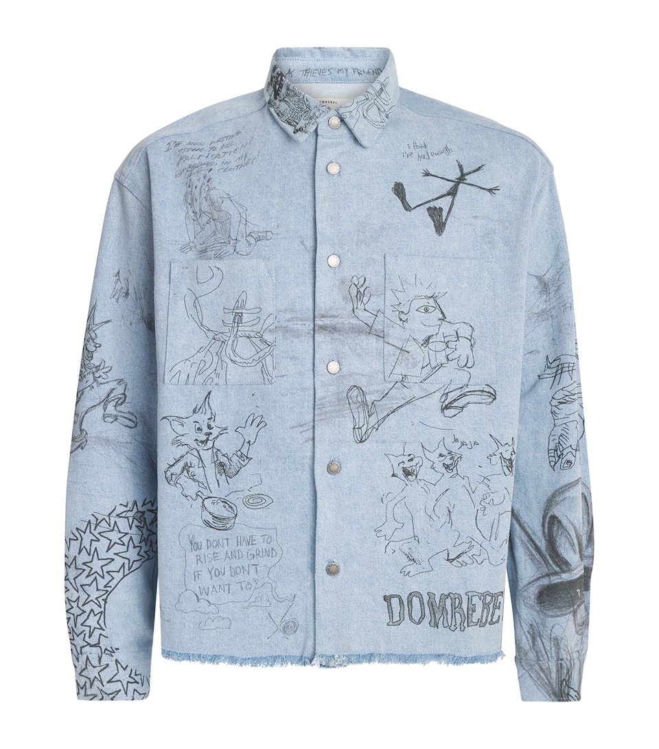 DOMREBEL Mens Sketchy Denim Overshirt Light Blue