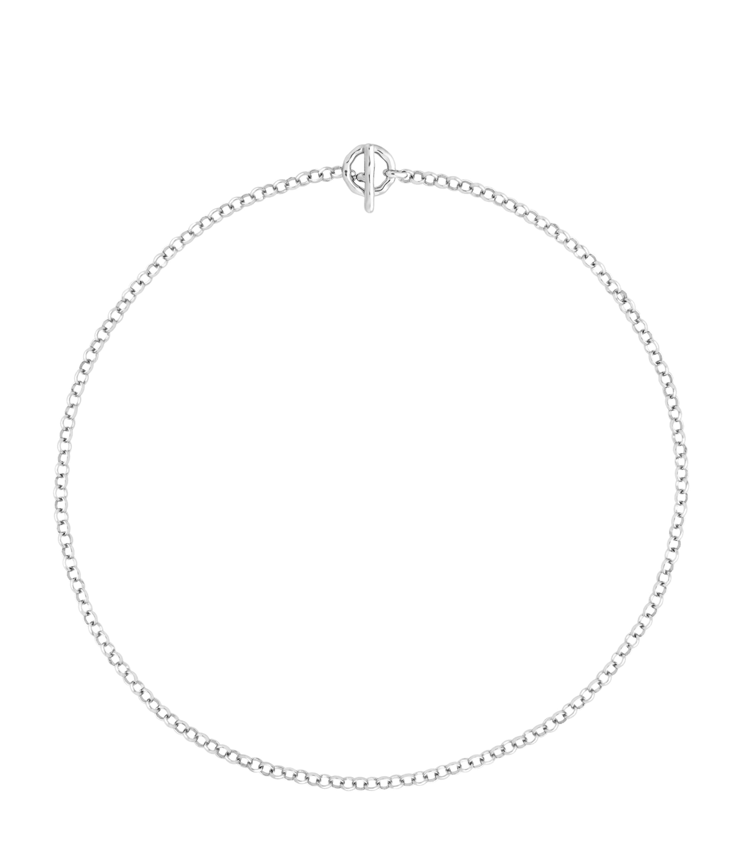Rhodium-Plated T-Bar Rolo Chain Necklace