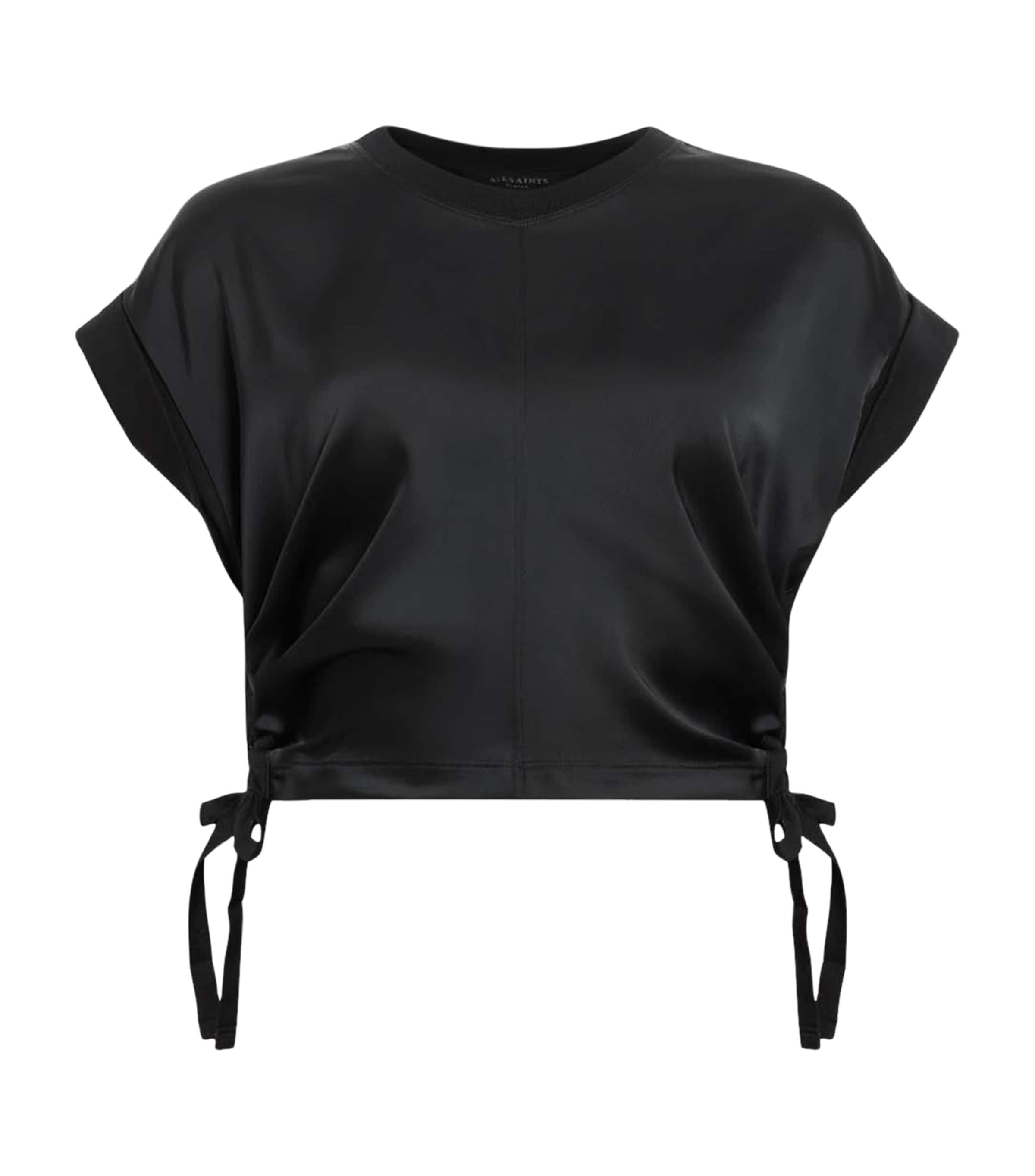 AllSaints Womens Satin Mira T-Shirt Black