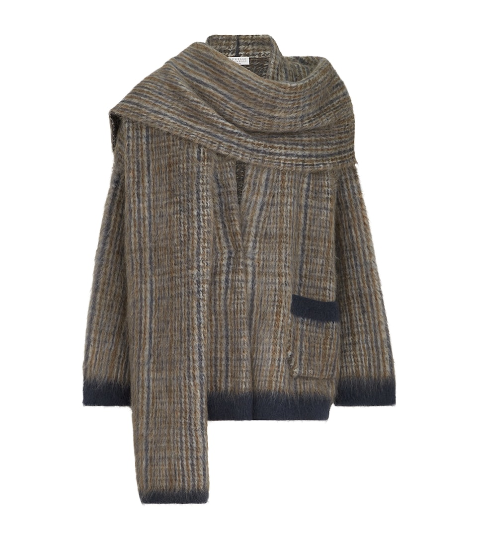 Brunello Cucinelli Womens Wool-Blend Scarf-Detail Jacket