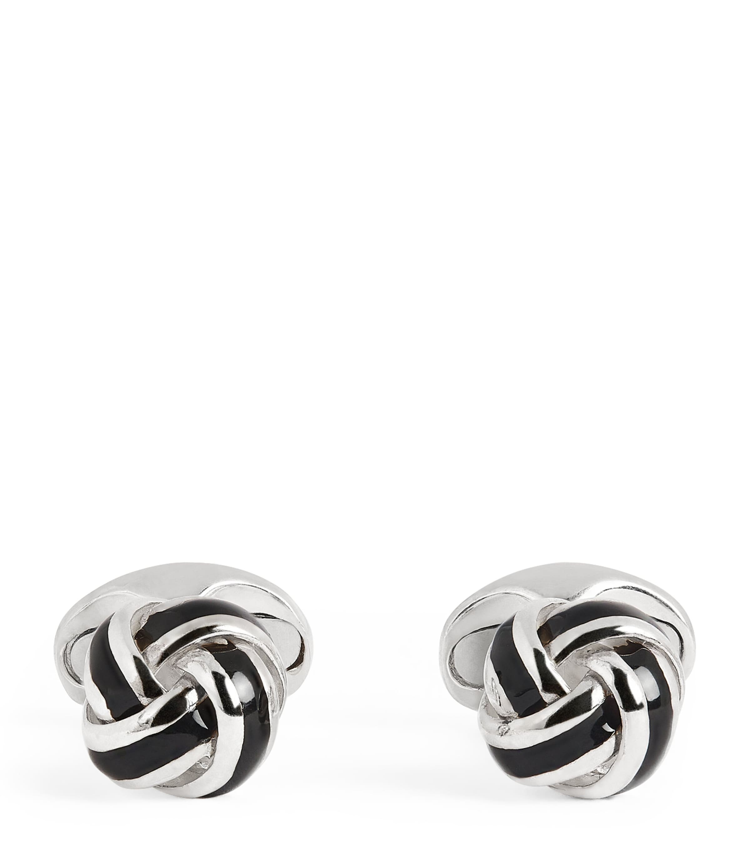 Deakin & Francis Sterling Silver and Enamel Knot Cufflinks Black