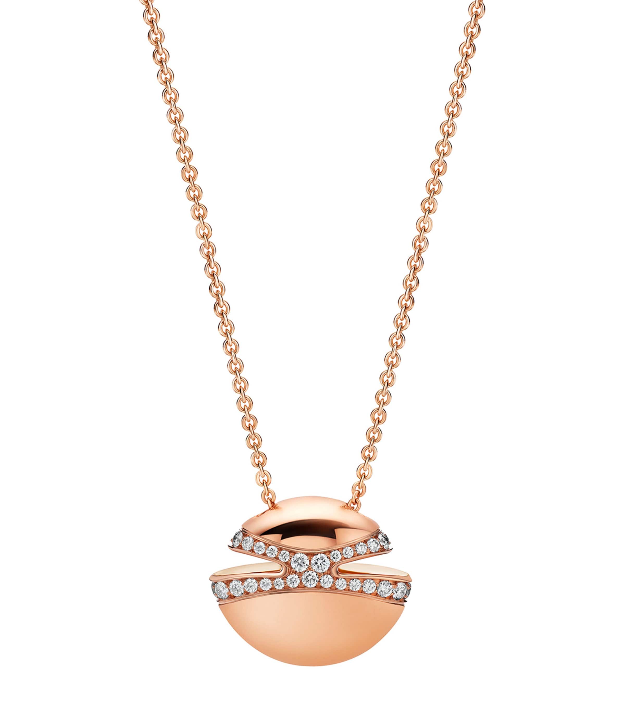Rose Gold and Diamond Cabochon Necklace
