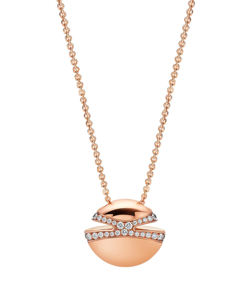 Rose Gold and Diamond Cabochon Necklace