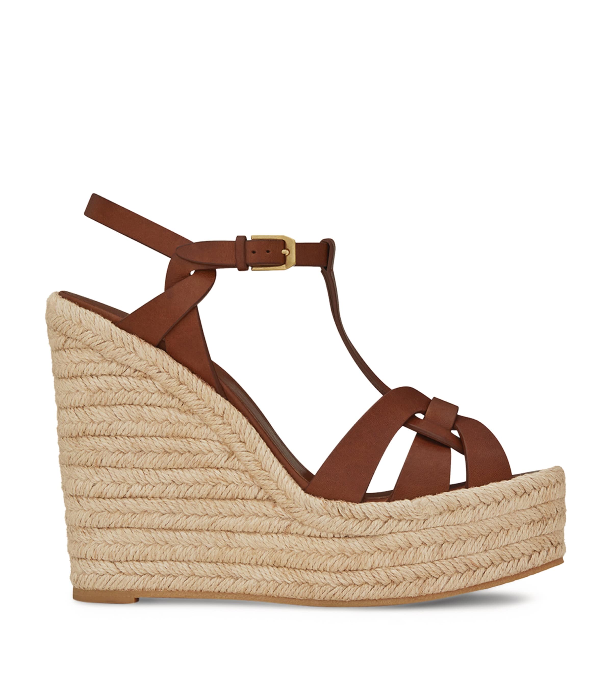 Leather Tribute Wedged Espadrilles 85