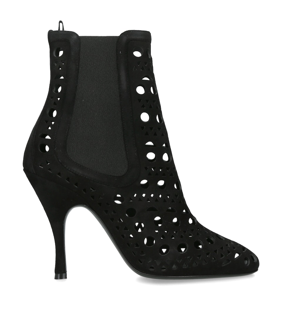 Alaïa Suede Vienne Heeled Chelsea Boots 100 Black