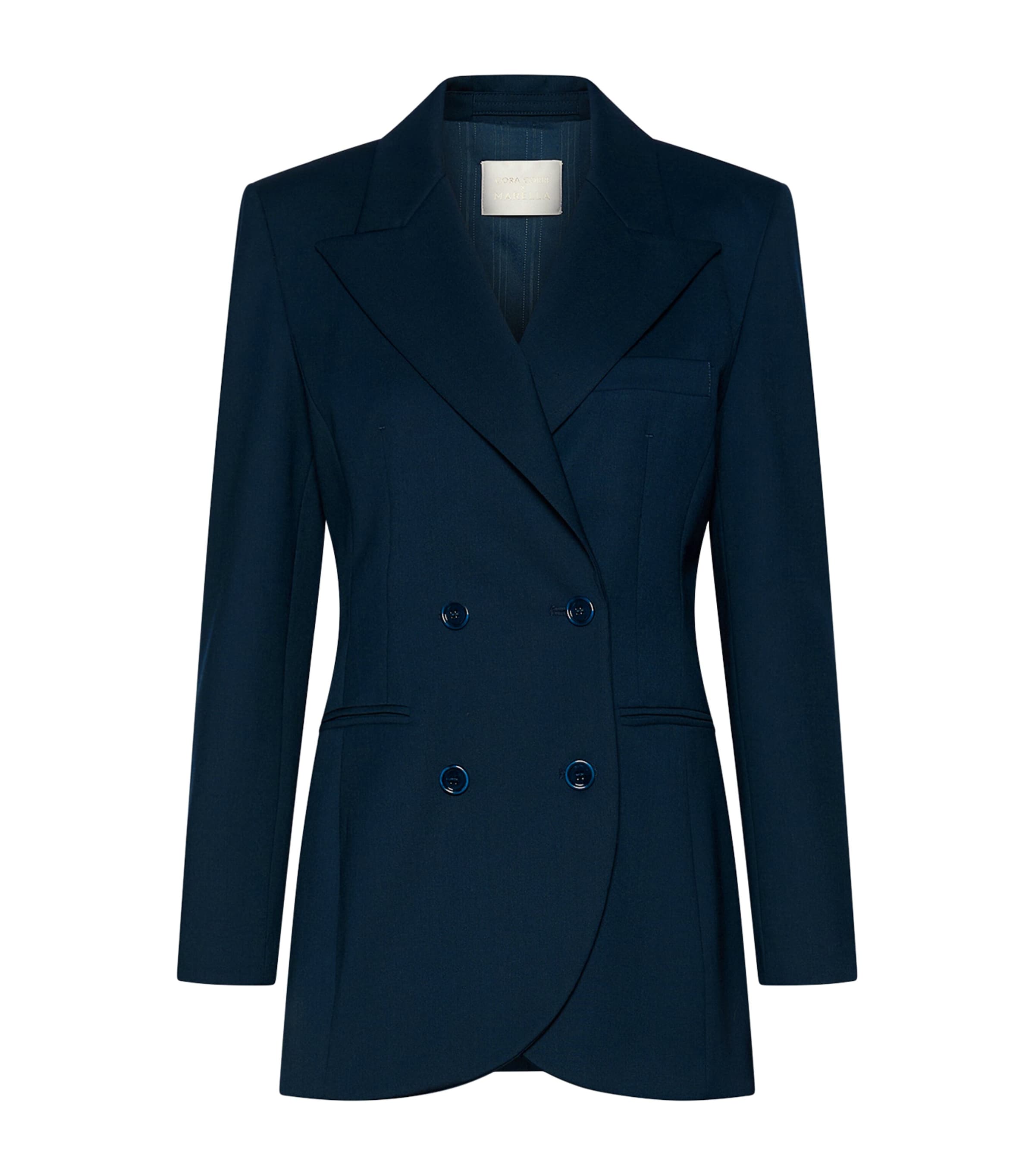 Marella Womens Double-Breasted Blazer Navy